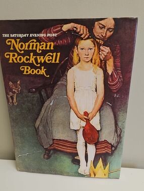Norman Rockwell Blue-Vested Artist Illustration with Red Accent